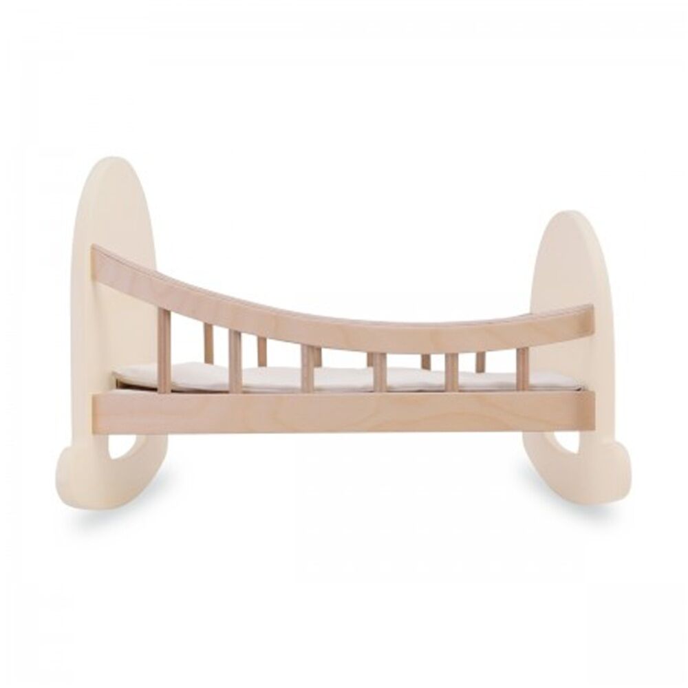 KIinderfeets Doll Crib Kids Toy Wooden Rocking Bed 12m+