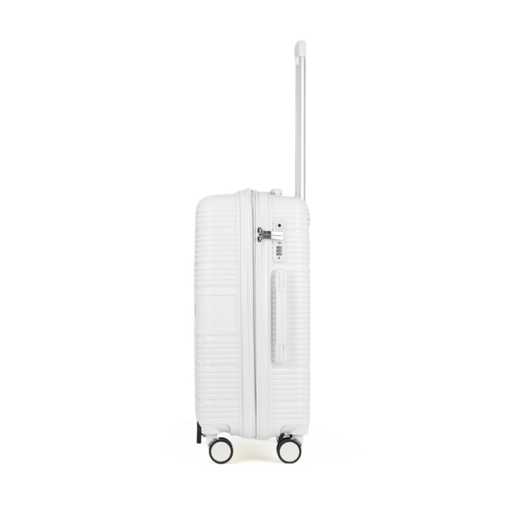 Kate Hill Aspen Medium Luggage Travel Suitcase Lightweight White 64.5x43x27cm