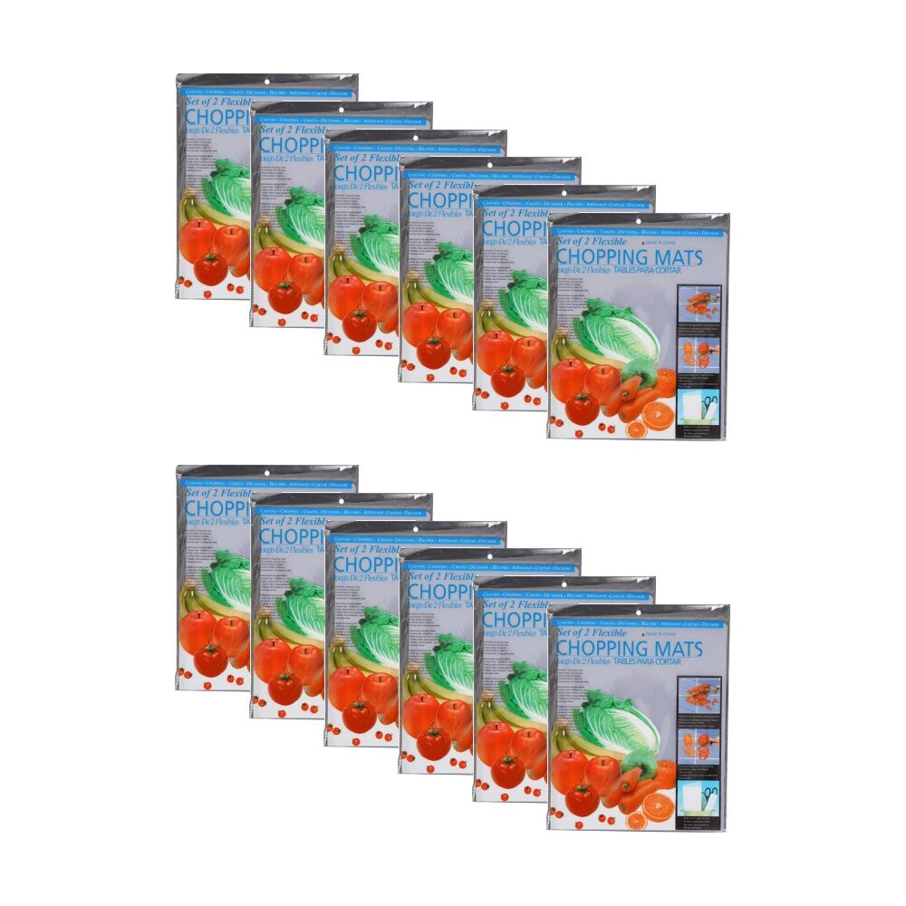 12x 2pc Braz Flexible Easy Clean Chopping Mats W/ Hanging Hole Transparent