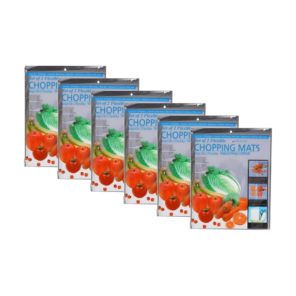 6x 2pc Braz Flexible Easy Clean Chopping Mats W/ Hanging Hole Transparent