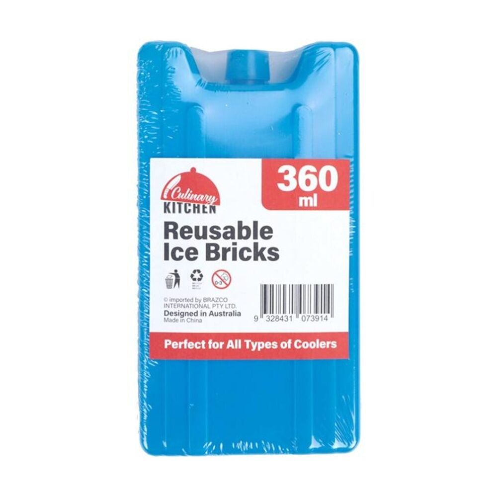 6PK Braz 360ml Reusable Plastic Brick Ice Cooler 16.5x9x3cm Blue