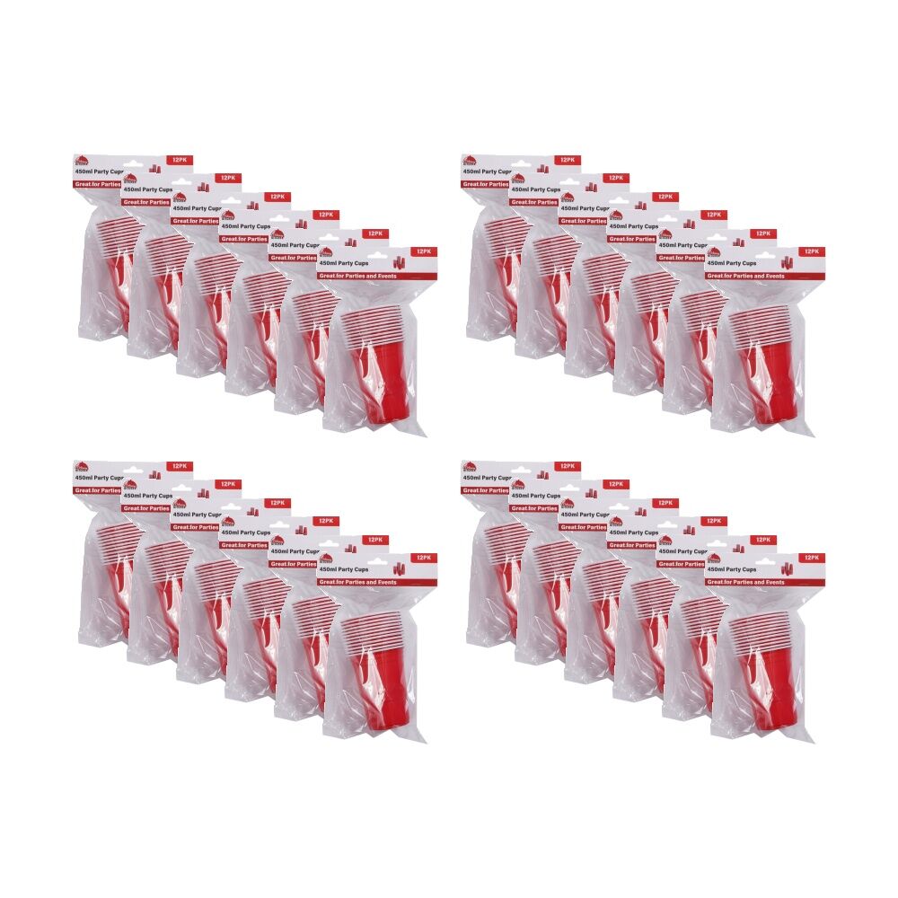 24x 12pc Culinary Kitchen Reusable Party Cups Value Set 450ml Red