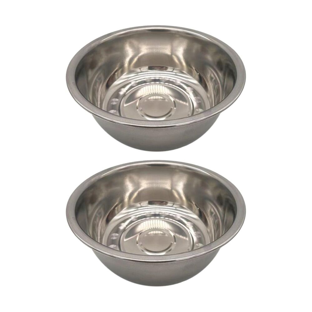 2PK Braz Stainless Steel Kitchen Prep Mixing Bowl Serving Serveware 38cm Silver