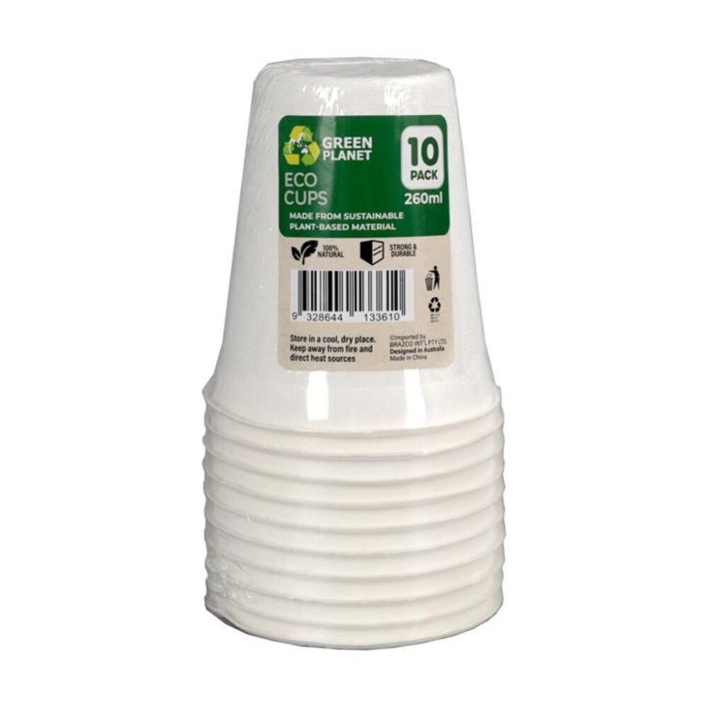 12x 10pc Braz Earth Friendly Disposable Cups Tableware Serveware 260ml