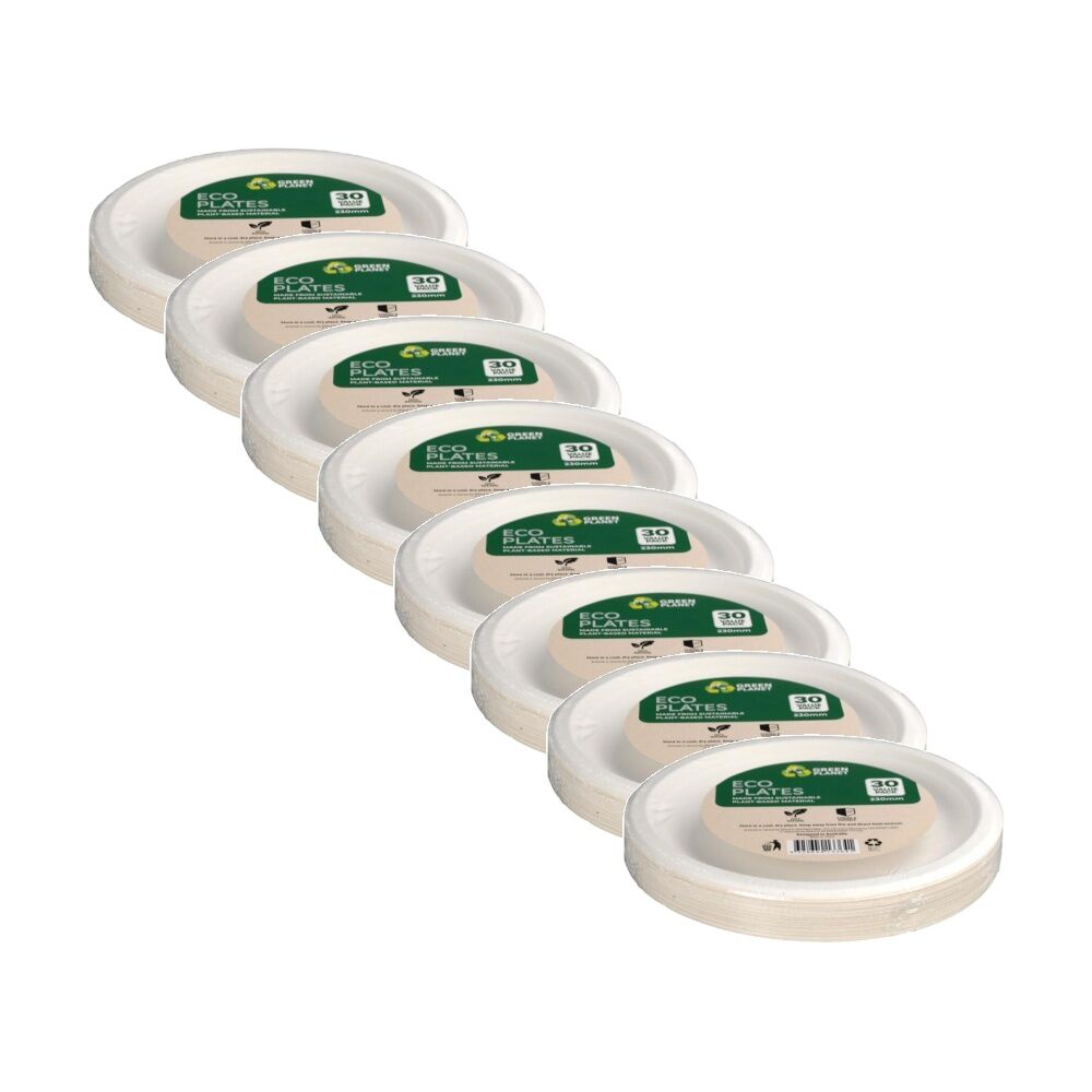 8x 30pc Braz Earth Friendly Disposable Round Plates Tableware Serveware 23cm