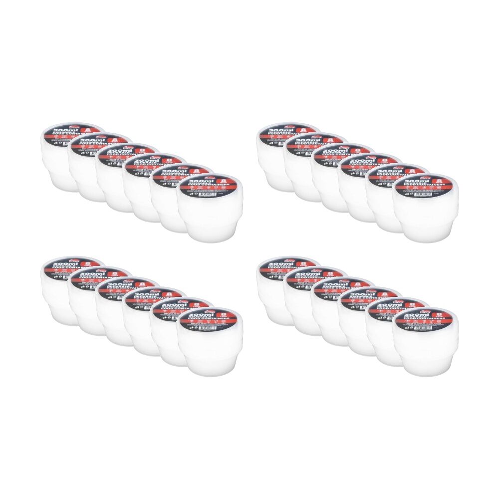 24x 8pc Braz Reusable Round Food Storage Containers W/ Lids 300ml Clear