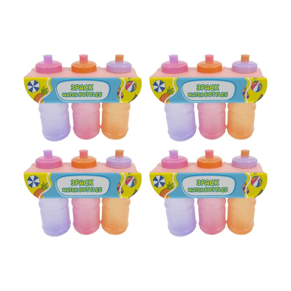 4x 3pc Drink More H2O Kids Water/Drink Bottle Set Multicoloured 550mL
