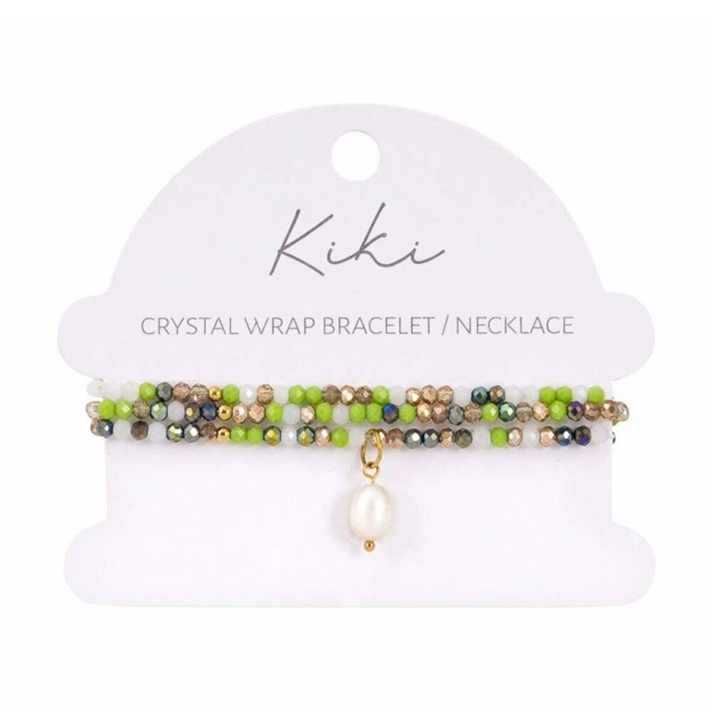 Kiki Oracle Crystal Wrap Jewellery Bracelet Necklace Green White Gold