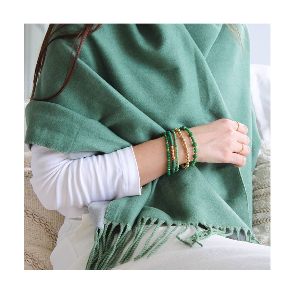 2x 5pc Kiki Verdant Spell Bracelet Glass Beads Fashion Set Green Gold