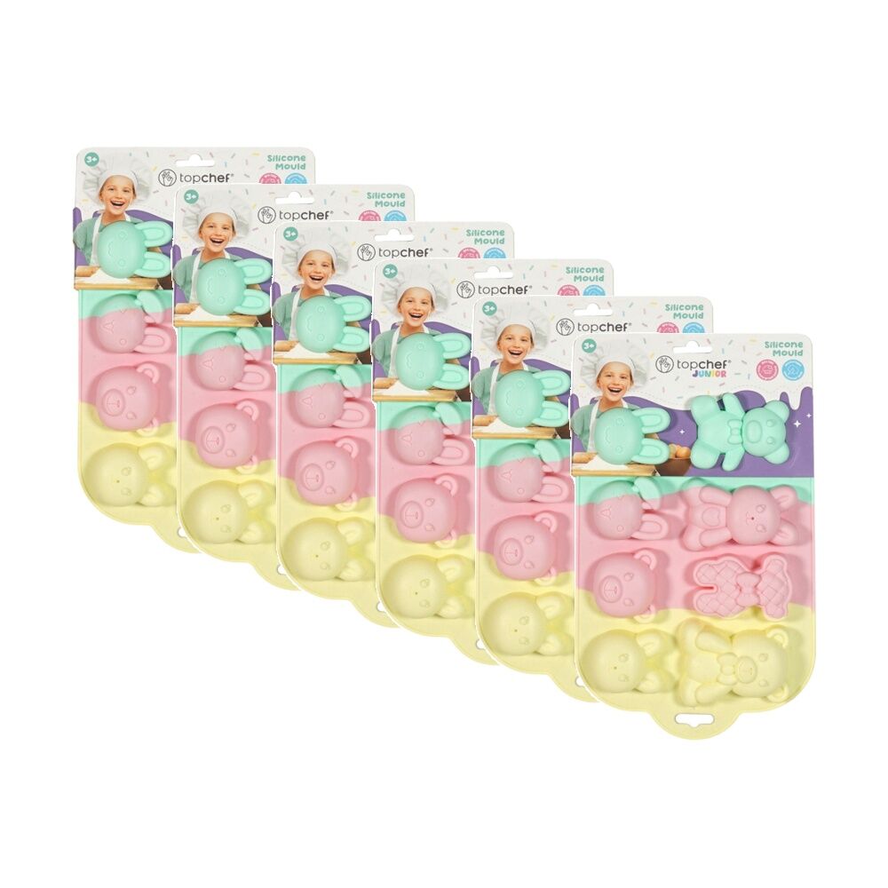 6x Topchef Junior Silicone Baking Mould Bakeware Cotton Candy Animal Design 3y+