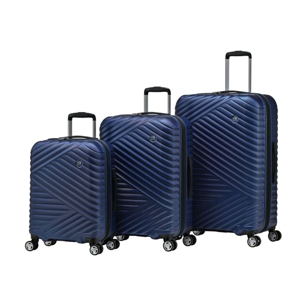 3pc Eminent Kimono Suitcases Set Hard Shell Travel Luggage Blue