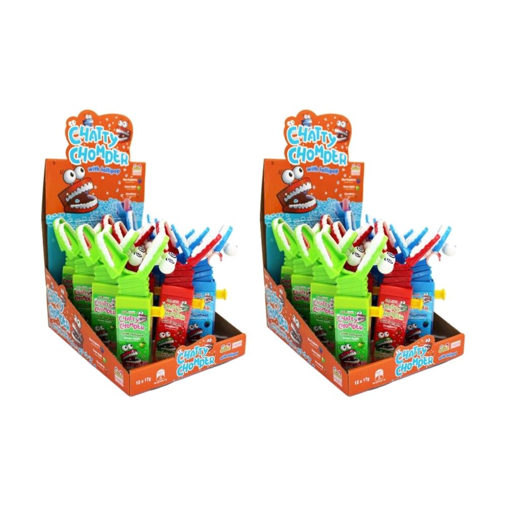 24PK Kidsmania Chatty Chomper Toy W/ Fruit Flavoured Lollipop 17g Assorted
