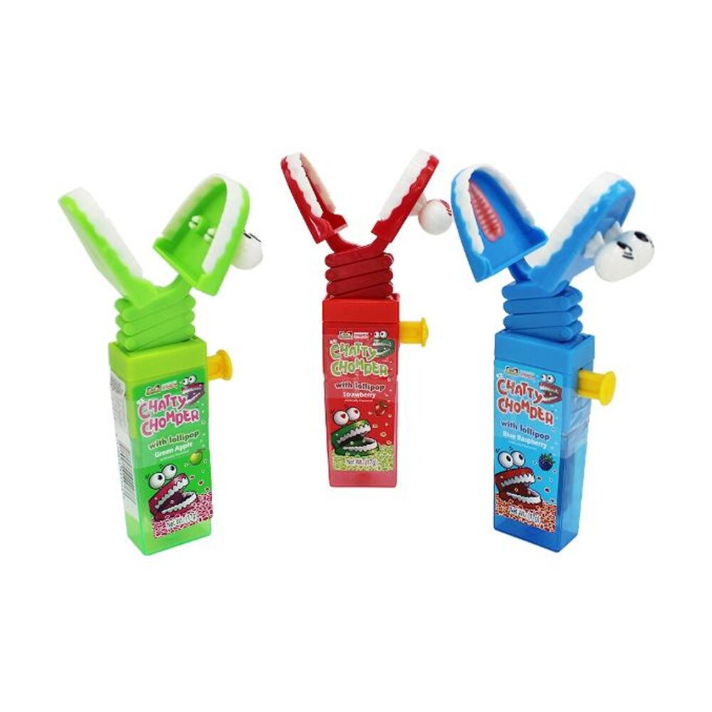 24PK Kidsmania Chatty Chomper Toy W/ Fruit Flavoured Lollipop 17g Assorted