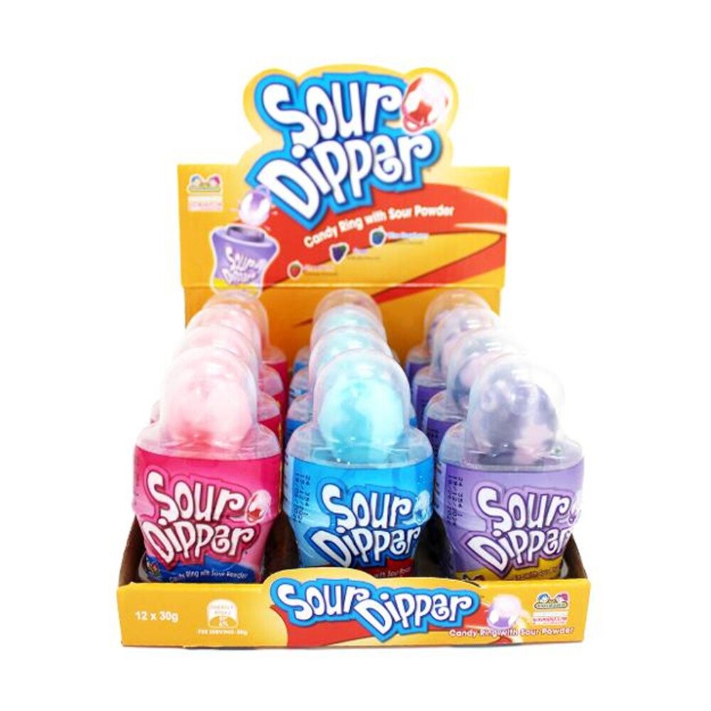 12PK Kidsmania Sour Dipper 30g Fruit Flavour Lollies/Gummies - Assorted