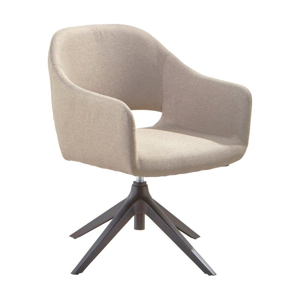 Konfurb Saron Chair Taupe Fabric 4 Star Swivel Base Curved Design