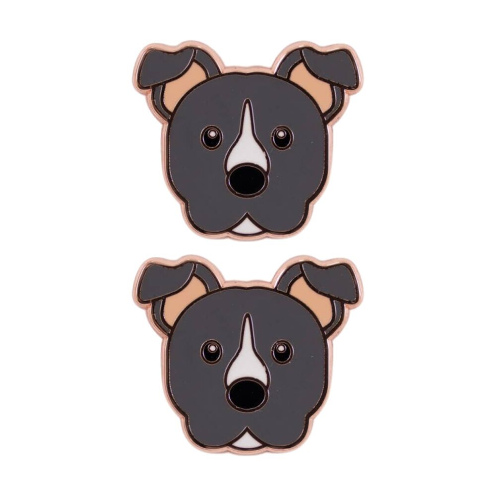 2PK Splosh Staffy Keepsake Pin Enamel 3y+ Rose Gold Grey White 3x1x2.5cm