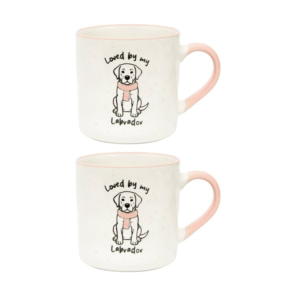 2PK Loved By My Pet Mugs Labrador Ceramic Drinking Mug Kitchenware 380ml