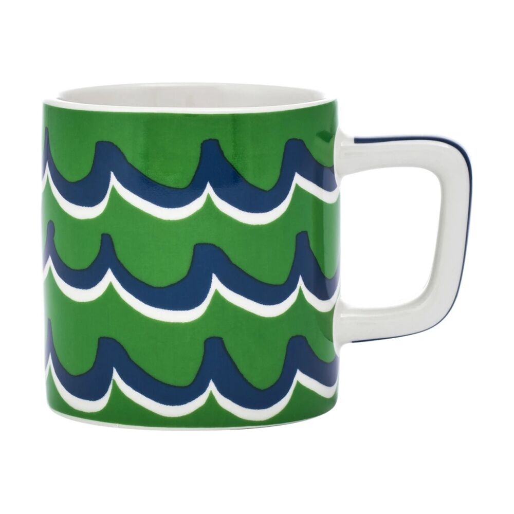 8PK La Cafetiere Ceramic Espresso Drinking Mug Cup Green Cyan Tides 120ml