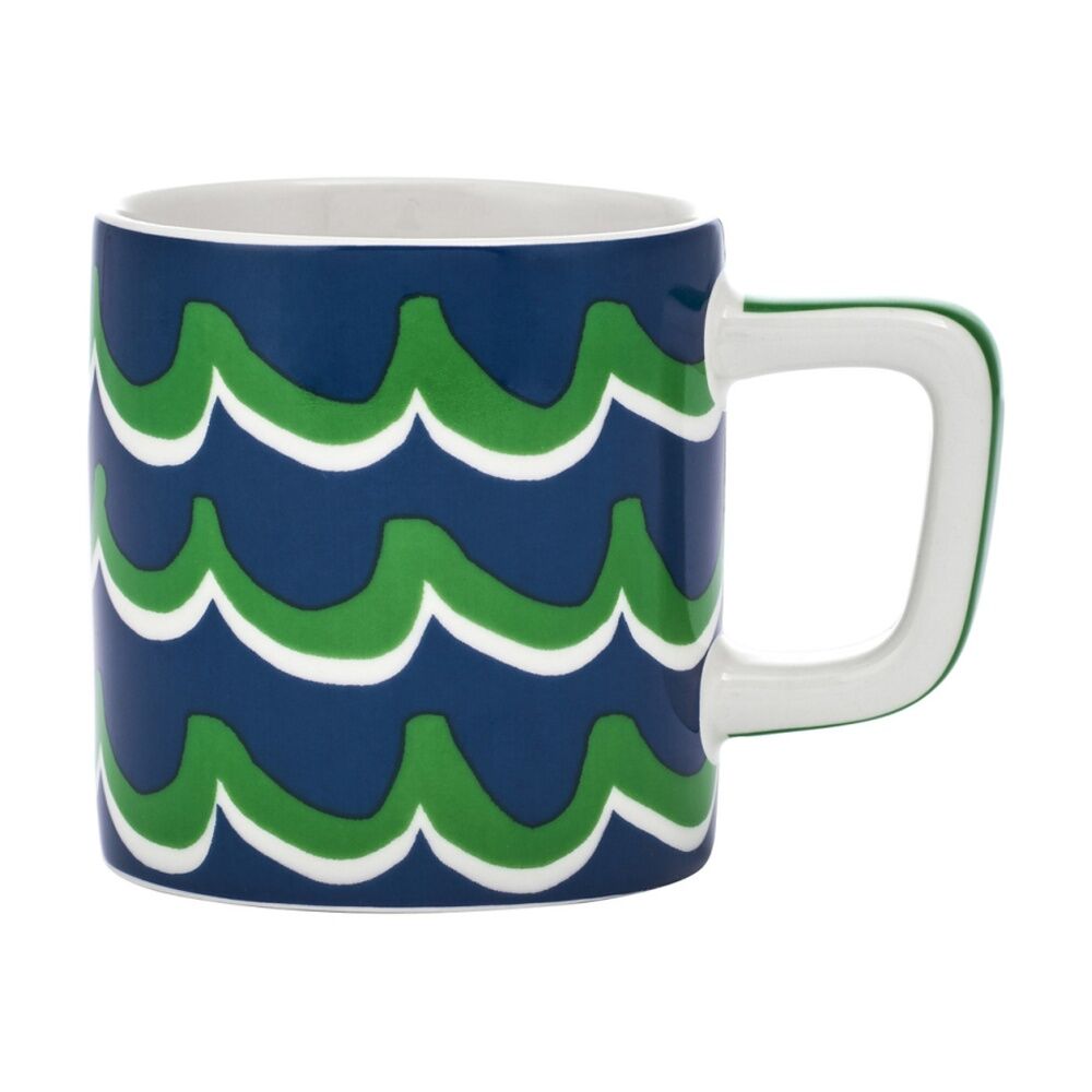 4PK La Cafetiere Ceramic Espresso Drinking Mug Cup Blue Cyan Tides 120ml