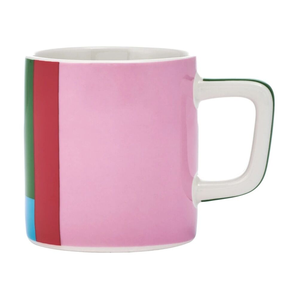 8PK La Cafetiere Ceramic Espresso Cup Utopian Lines Drinking Coffee Mug Pink/Red