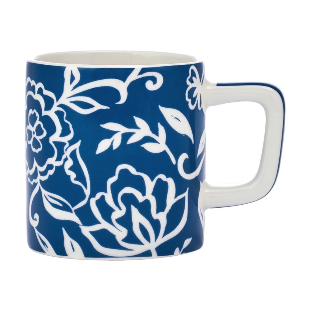 4PK La Cafetiere Blu Fiorato Floral Pattern Ceramic Espresso Cup Mug Blue 120ml
