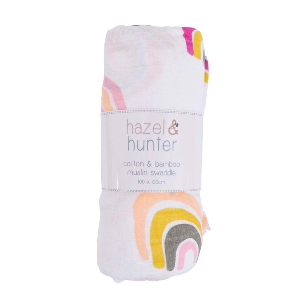 2PK LVD Cotton/Bamboo Muslin Children/Baby Wrap Rainbow 110x110cm