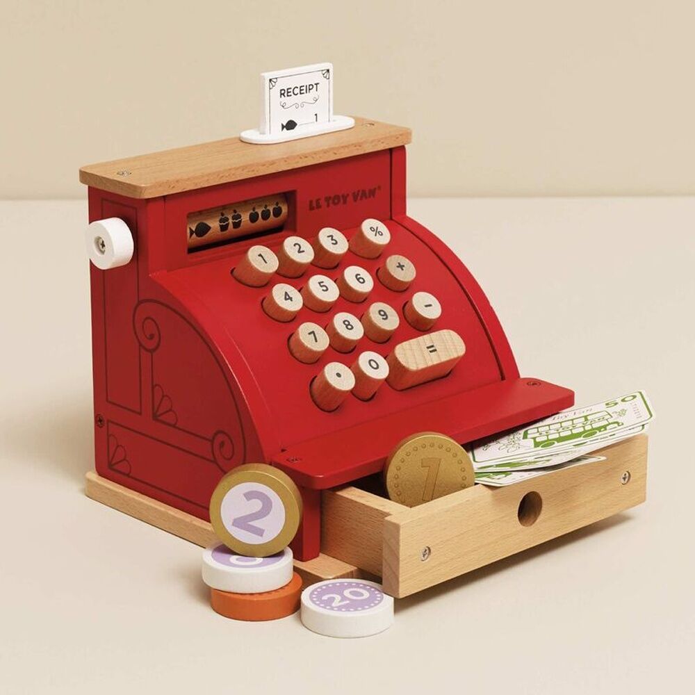 Le Toy Van Shop Till Cash Register With Money Red Kids 3y+