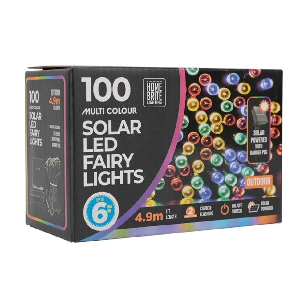 3x 100pc Home Brite Outdoor LED Solar Fairy String Lights 4.9M Multi Colour