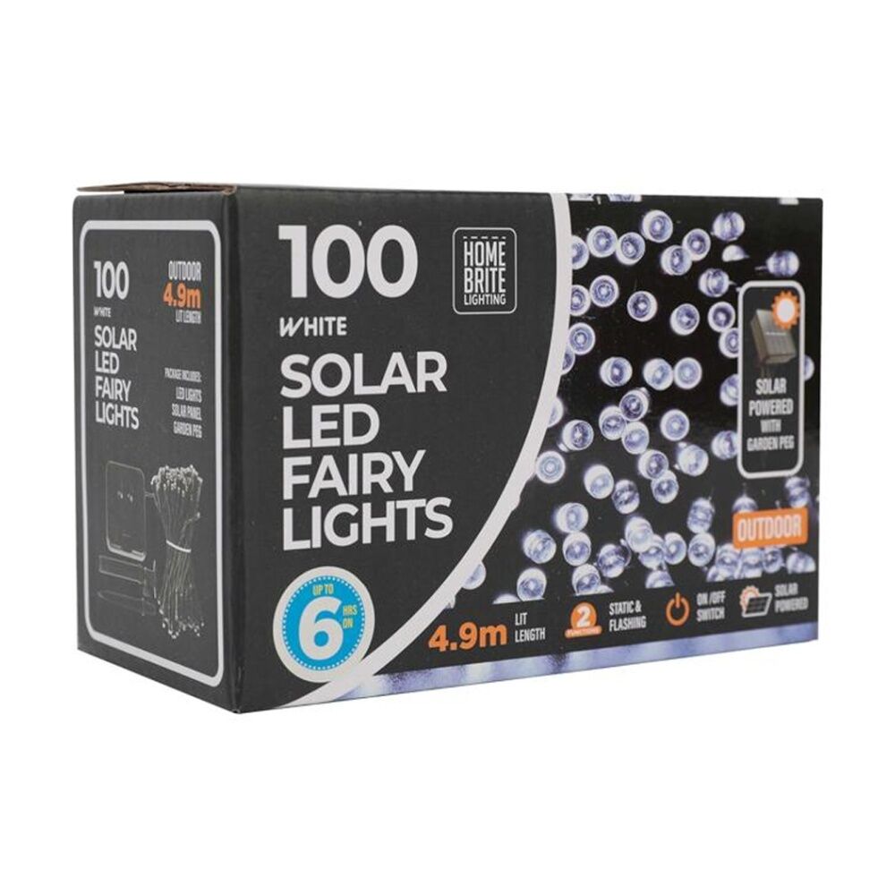 3x 100pc Home Brite Outdoor LED Solar Fairy String Lights 4.9 Metres White