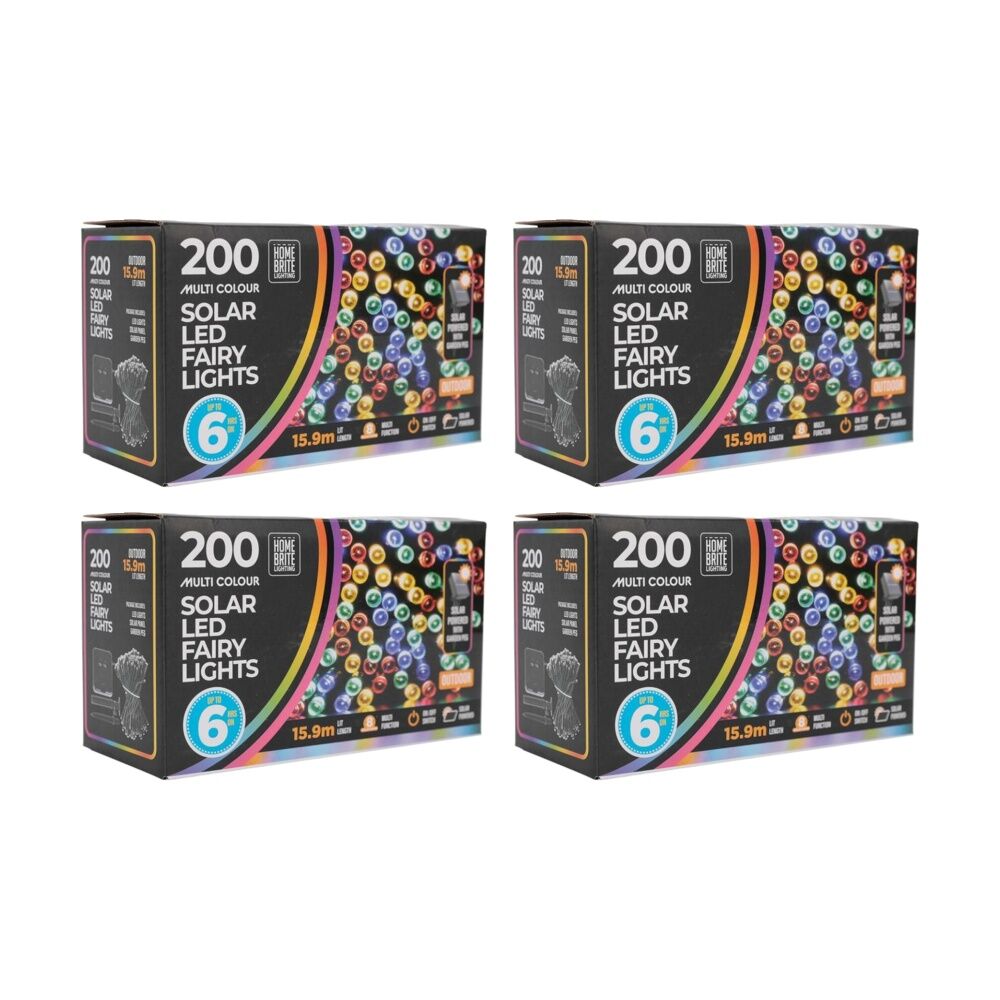 4x 200pc Home Brite Outdoor LED Solar Fairy String Lights 15.9M Multi Colour