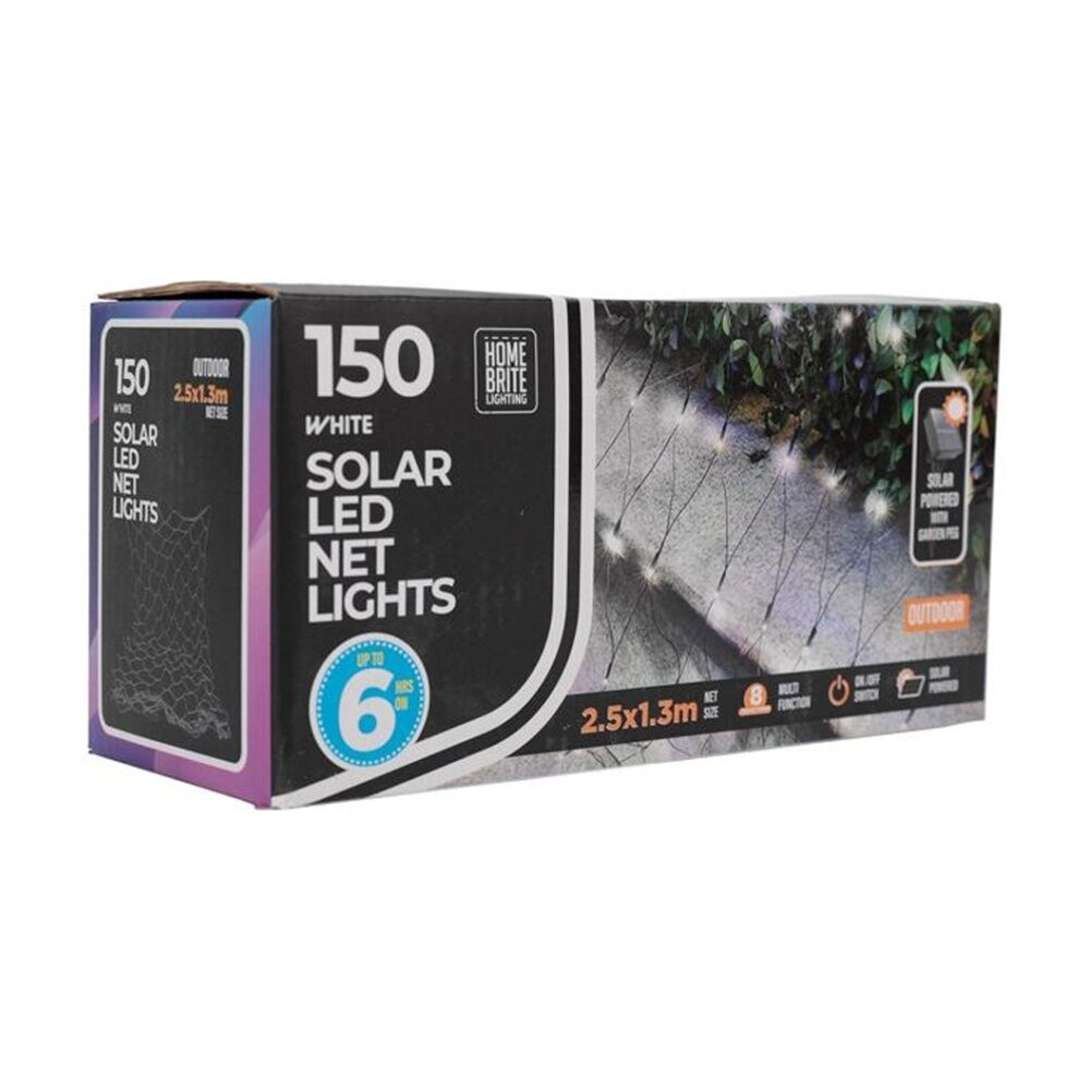4x 150pc Home Brite Outdoor LED Solar Net String Lights 2.5x1.3m White