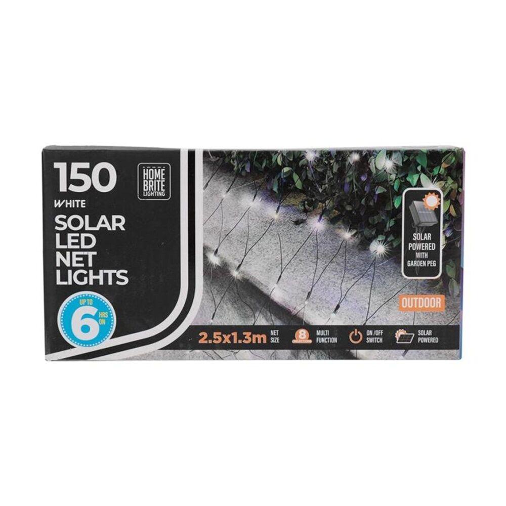 150pc Home Brite Outdoor LED Solar Net String Lights 2.5x1.3m White