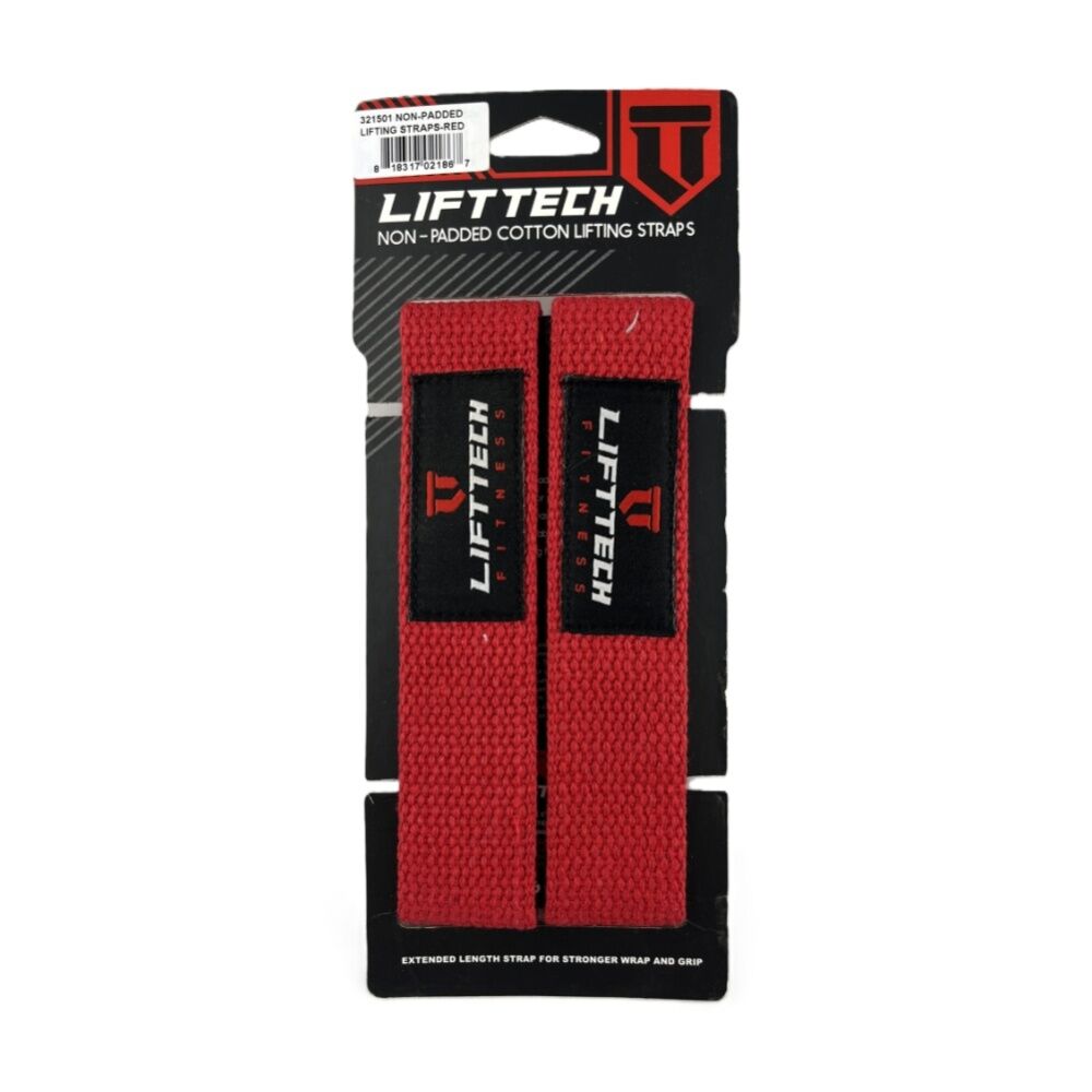 2x 2pc Lift-Tech Cotton Heavy Lifting Support Durable Grip Straps Red 21in