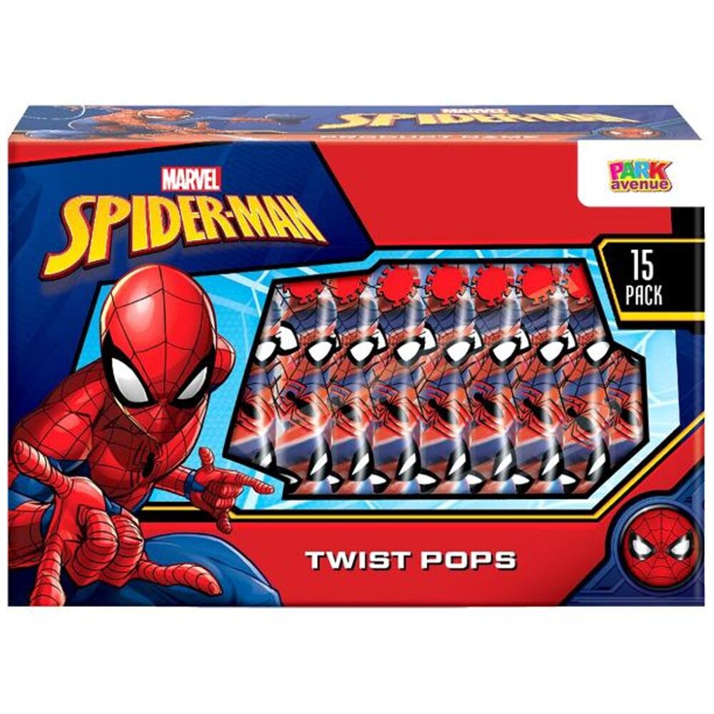 8x 15pc Park Avenue Red & Blue Spiderman Twist Pops Candy/Sweet 180g