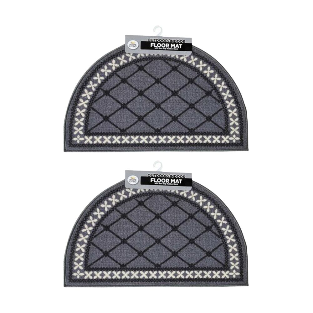 2PK Braz Outdoor Indoor Non Slip Latex Diamond Doormat 50x80cm Assorted