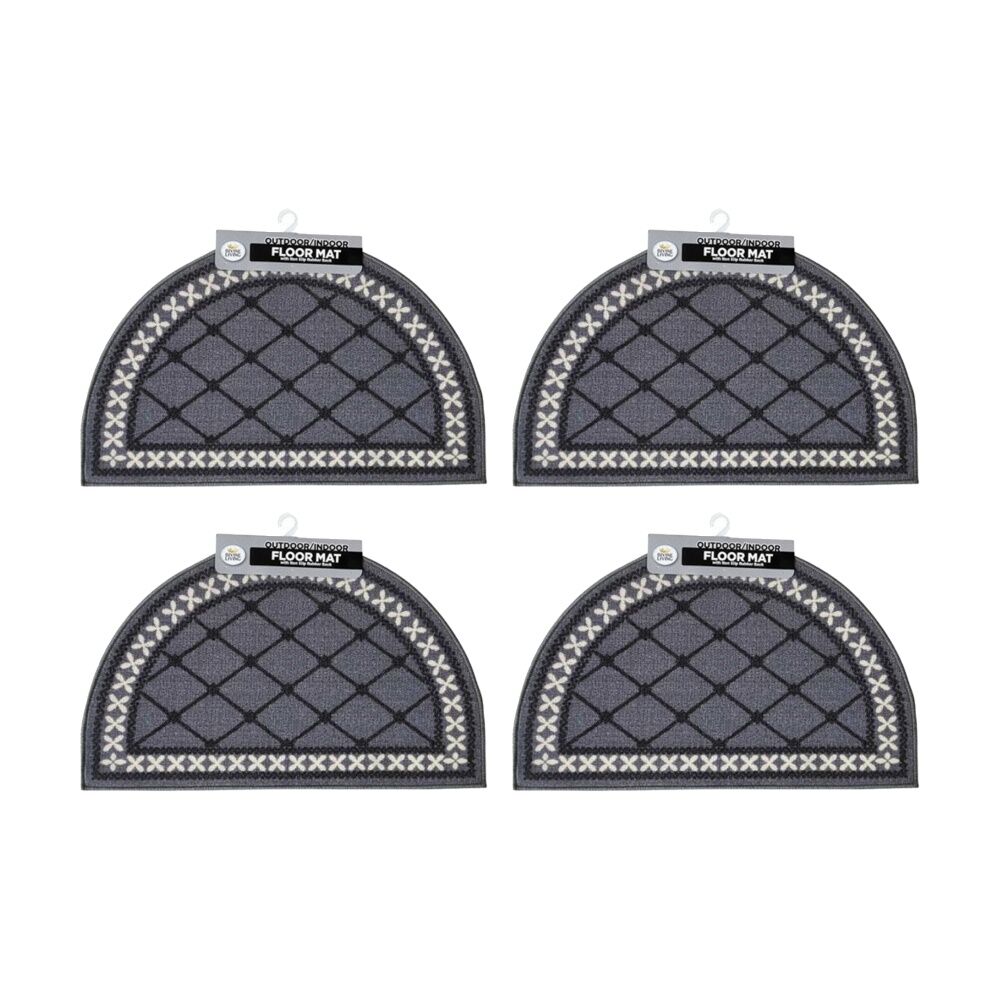 4PK Braz Outdoor Indoor Non Slip Latex Diamond Doormat 50x80cm Assorted