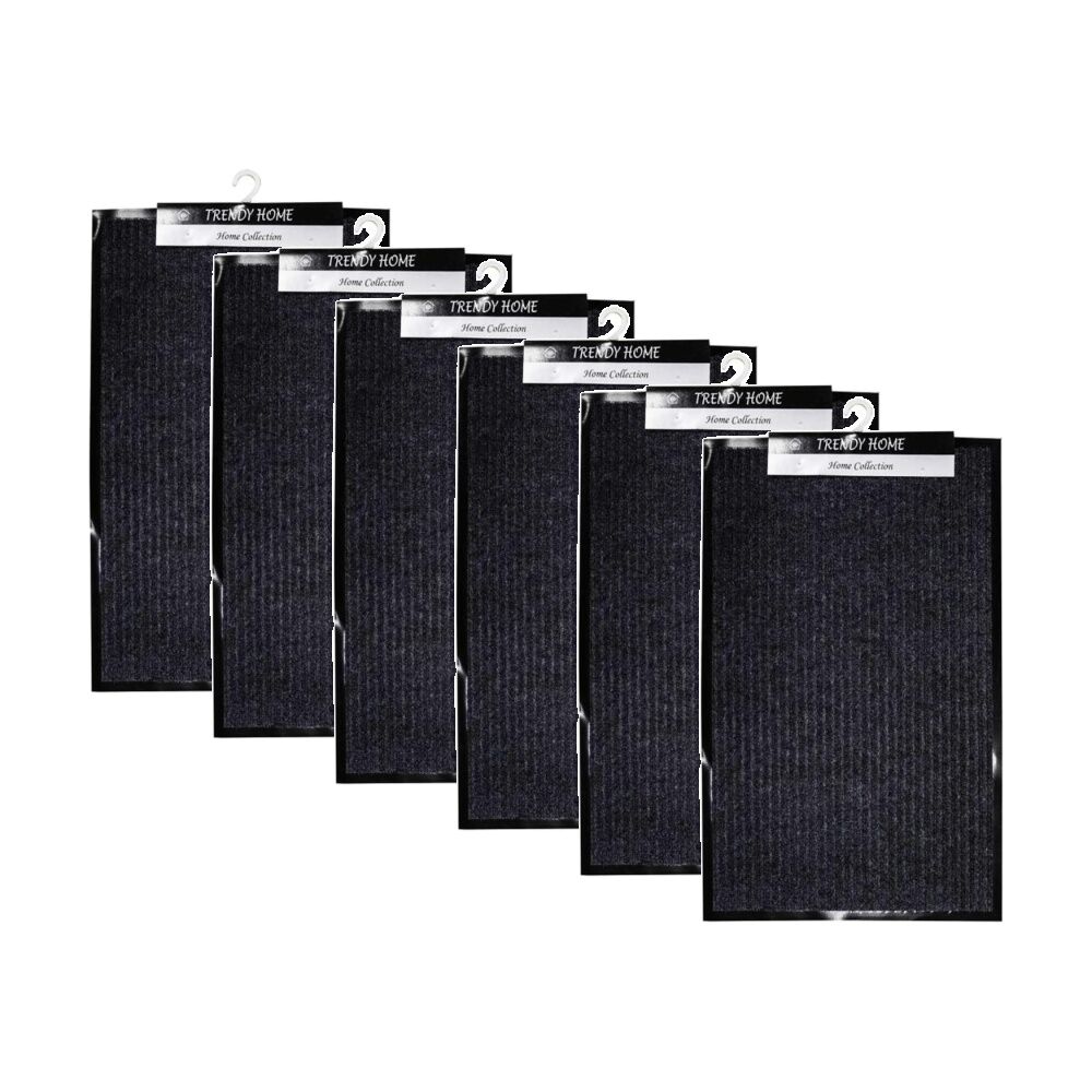 6PK Braz Outdoor Indoor Rub Back Textured Striped Doormat 38x58cm Assorted