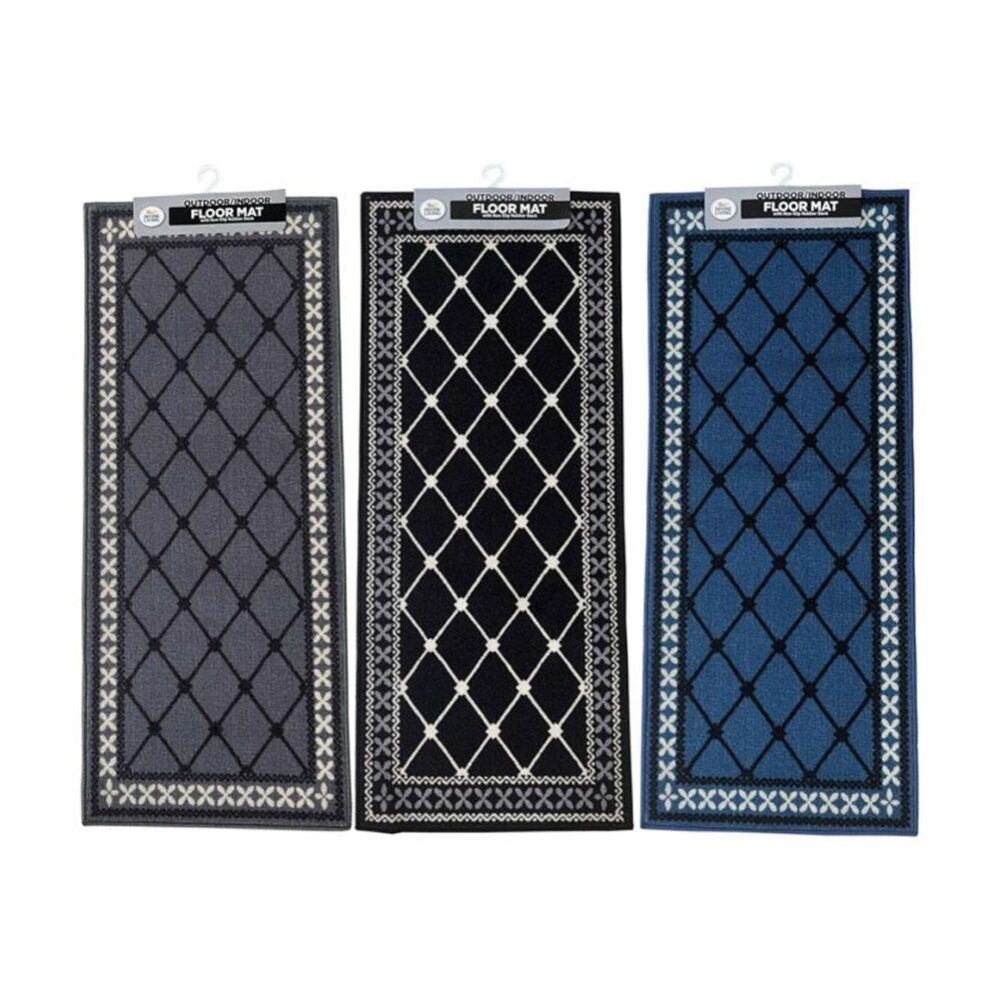 Braz Outdoor Indoor Non Slip Latex Diamond Floormat Rug 50x120cm Assorted