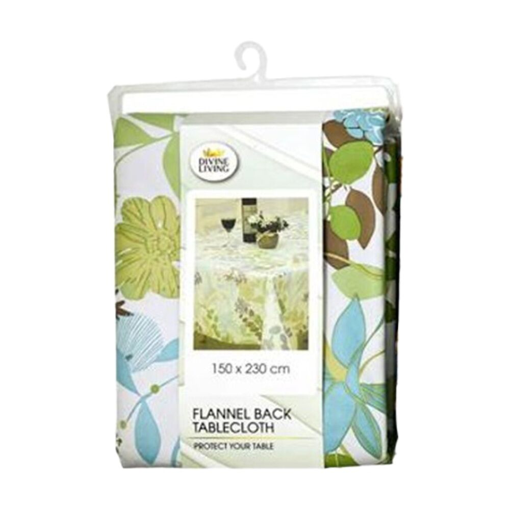 2PK Divine Living Flannel Back Floral Design Tablecloth 150x230cm Assorted