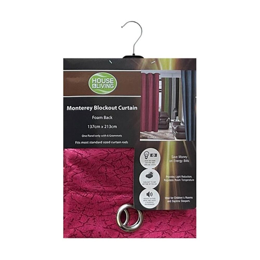 Braz Blockout Room Hanging Curtain Home Decor 137x213cm Monterey Burgundy