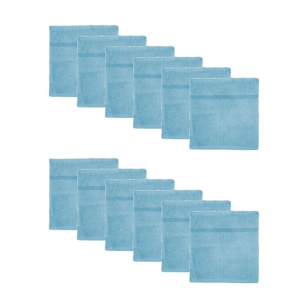 12PK Capri Soft Absorbent Facewash Bathroom Washcloth Towel 30x30cm Sky Blue