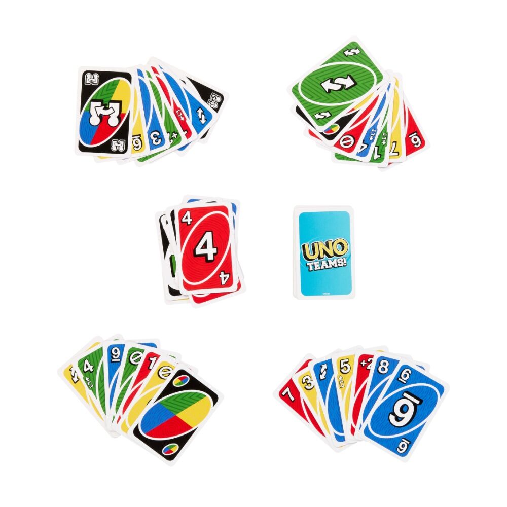 2PK Mattel UNO Teams! Kids/Family Card Strategy Game 2-4 Teams 7y+