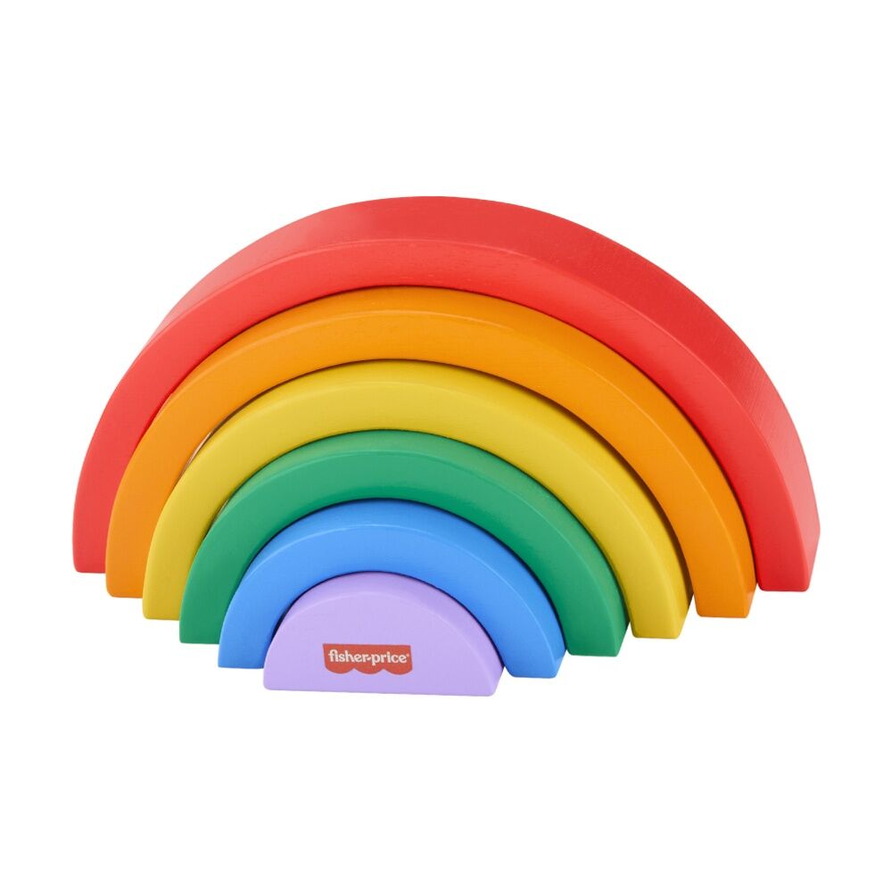 6pc Fisher Price Toddlers/Kids Wooden Stacking Colourful Rainbow Arches Toy 18m+