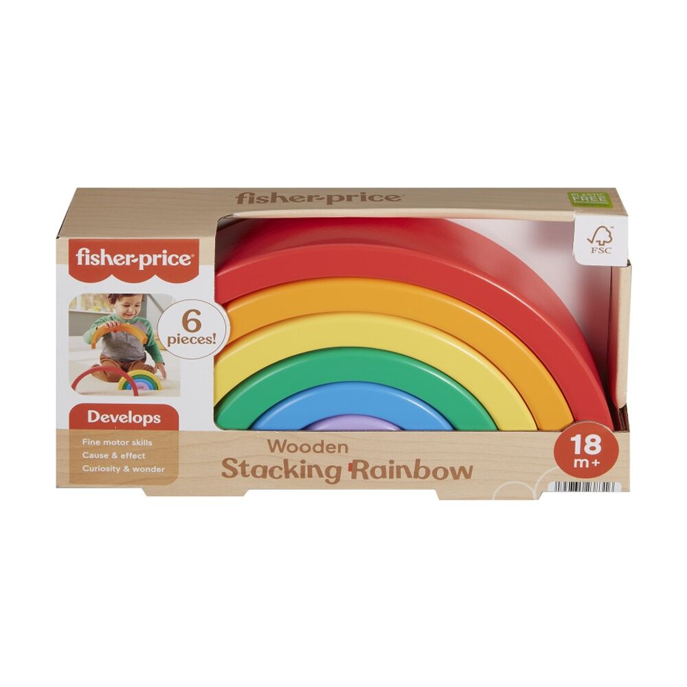6pc Fisher Price Toddlers/Kids Wooden Stacking Colourful Rainbow Arches Toy 18m+