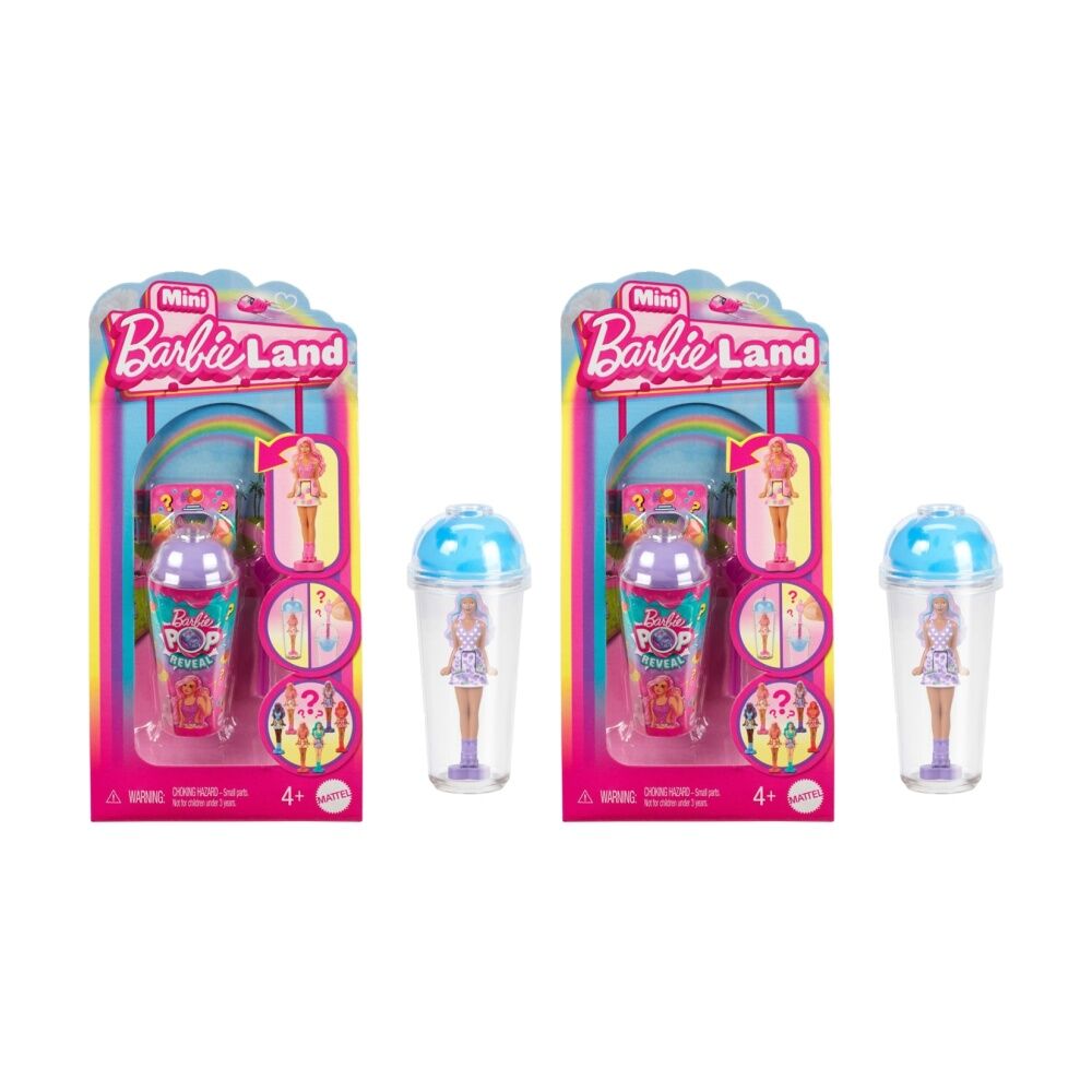 2PK Barbie Mini Barbieland Pop Reveal Collectable Kids Doll Assorted 3.8cm 4y+