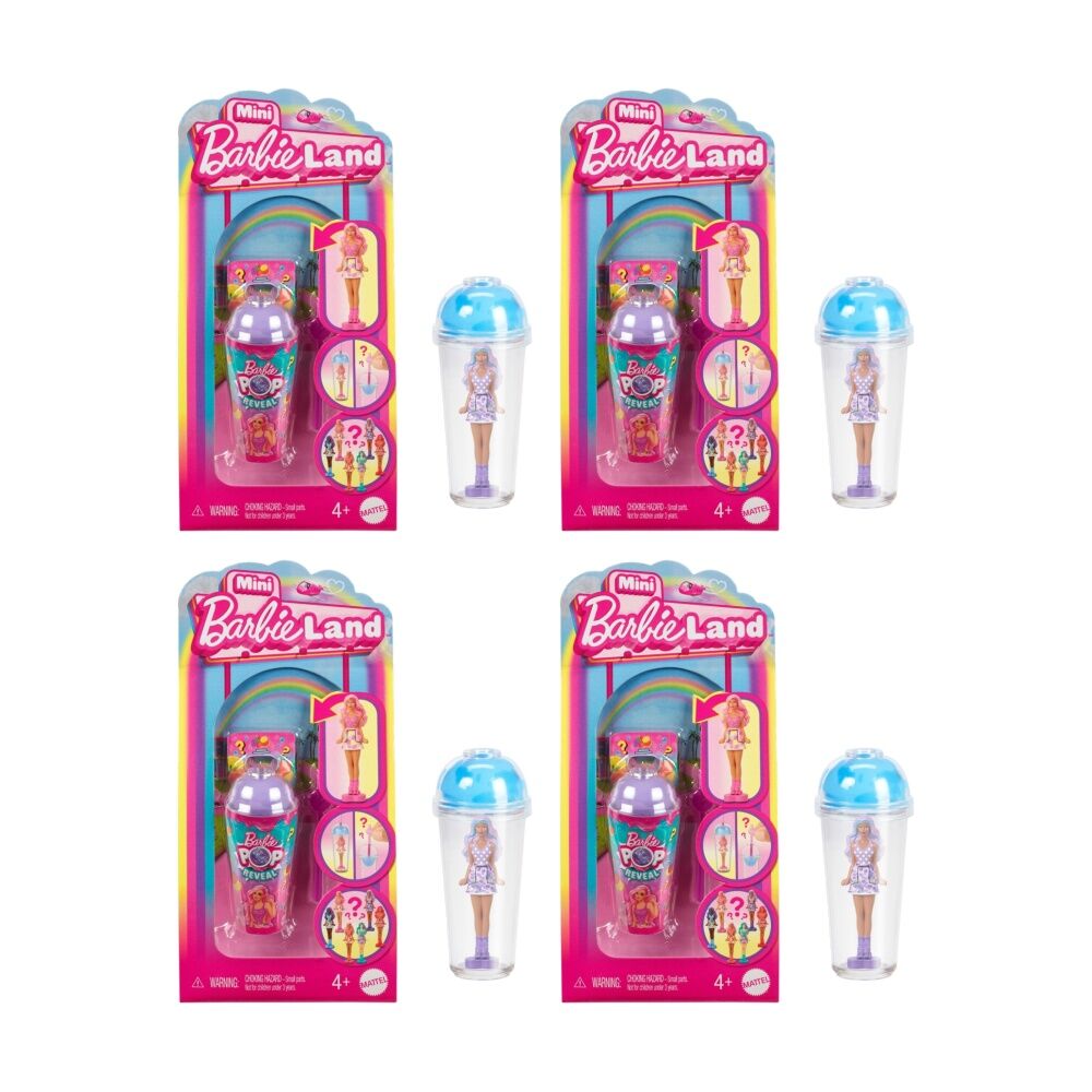 4PK Barbie Mini Barbieland Pop Reveal Collectable Kids Doll Assorted 3.8cm 4y+