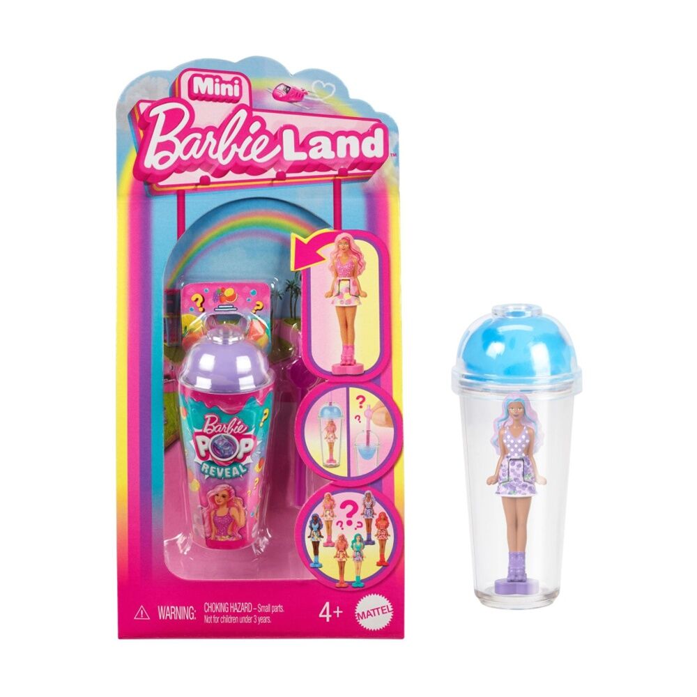 4PK Barbie Mini Barbieland Pop Reveal Collectable Kids Doll Assorted 3.8cm 4y+