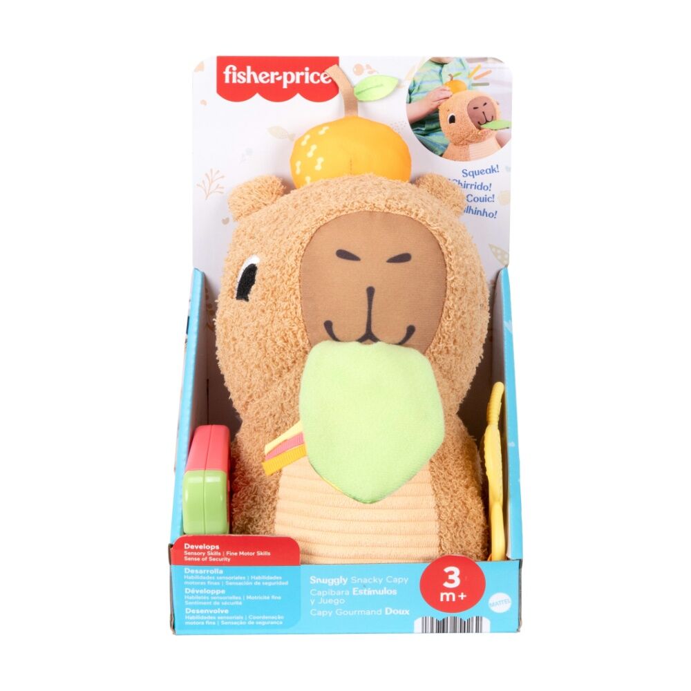Fisher Price Sensimals Snuggly Snacky Capybara Baby Plush Toy W/ Teether 3m+