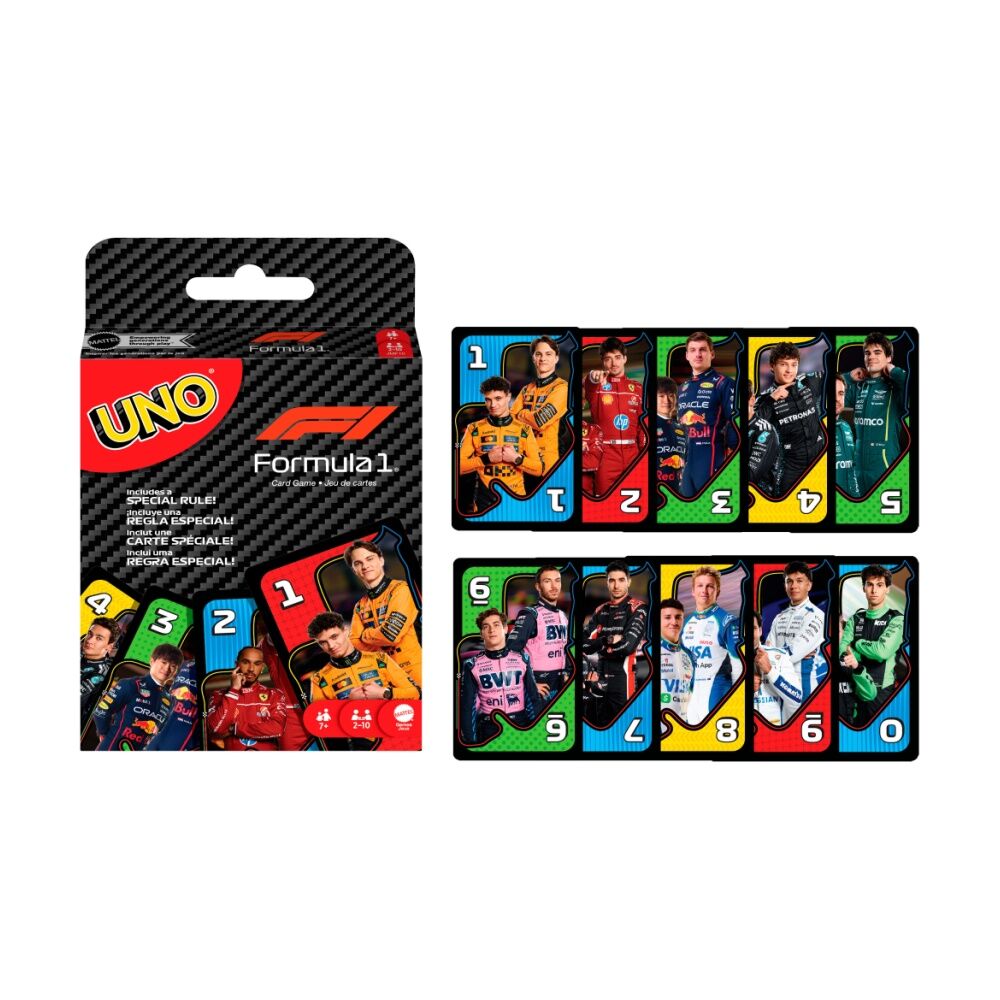 UNO F1 Formula 1 Racing Family/Kids Strategy Card Game W/ Overtake Rule 7y+