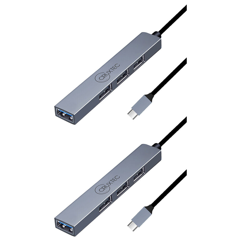 2PK Cruxtec MiniHigh Speed USB-C 3.0 Ultra-Slim HUB MC3-H4-SG 4 Ports